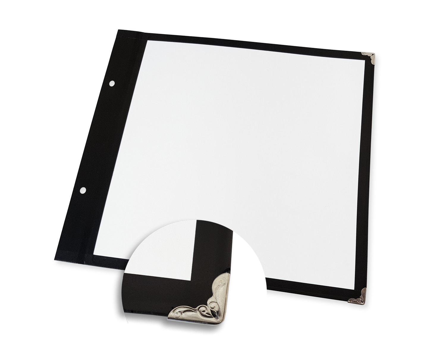 Schwarzschnitt mit Silberecken