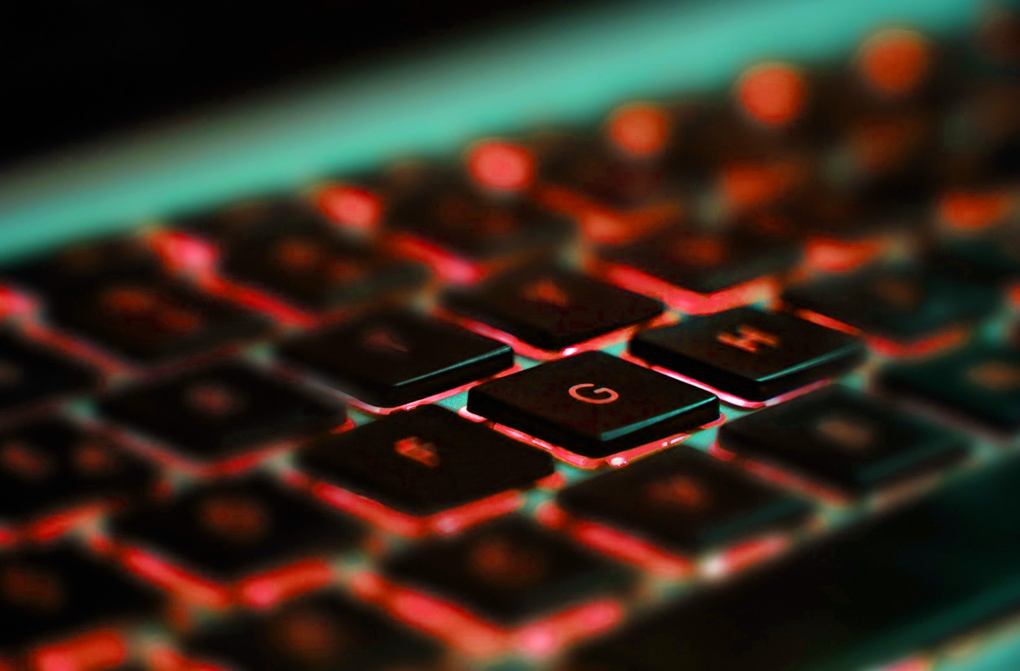 Beleuchtete Computertastatur, Nahaufnahme