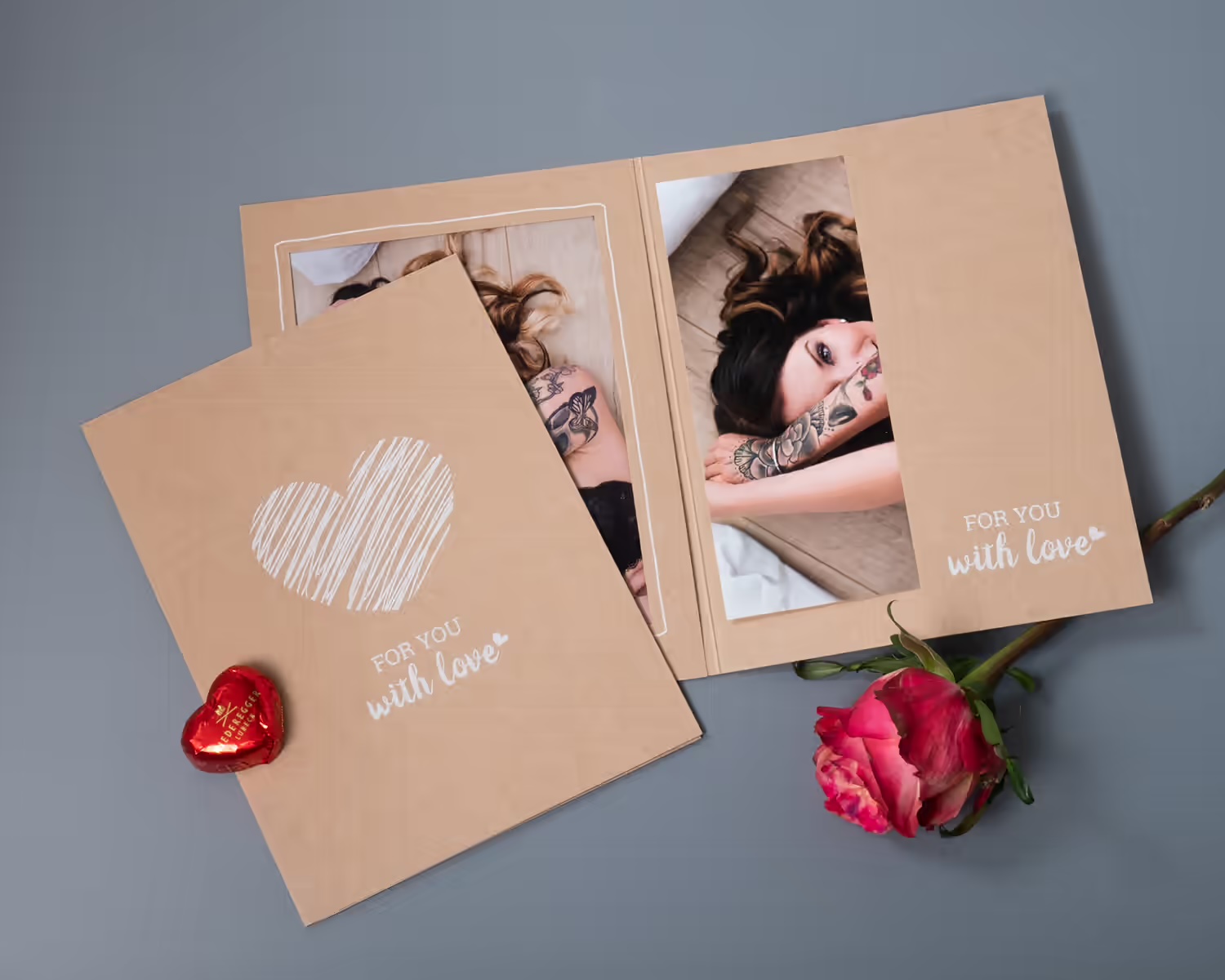 Portraitmappe For You aus Kraftkarton mit zwei Portraits