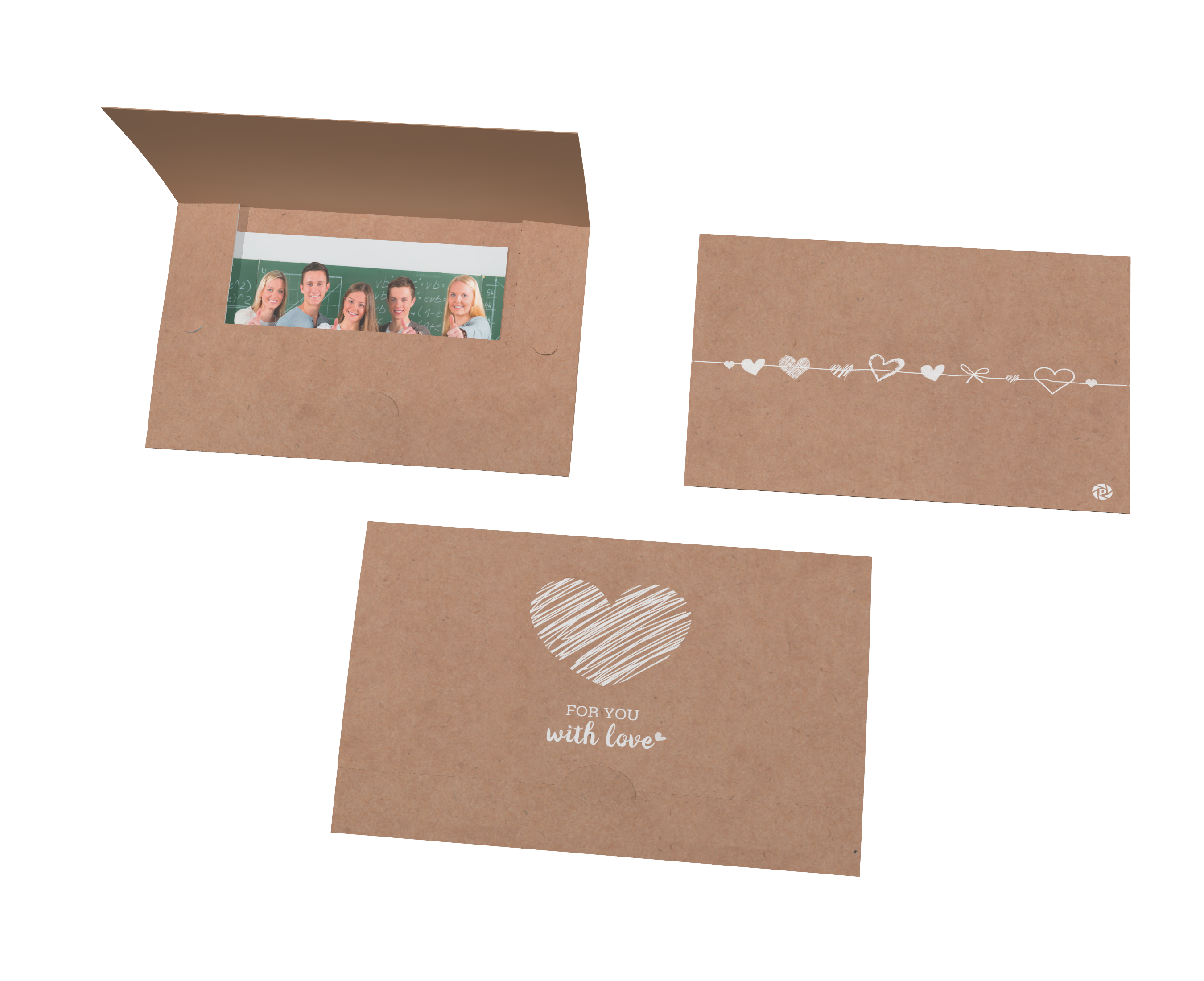 Faltmappe - Herz für 15x20 - Kraftpapier