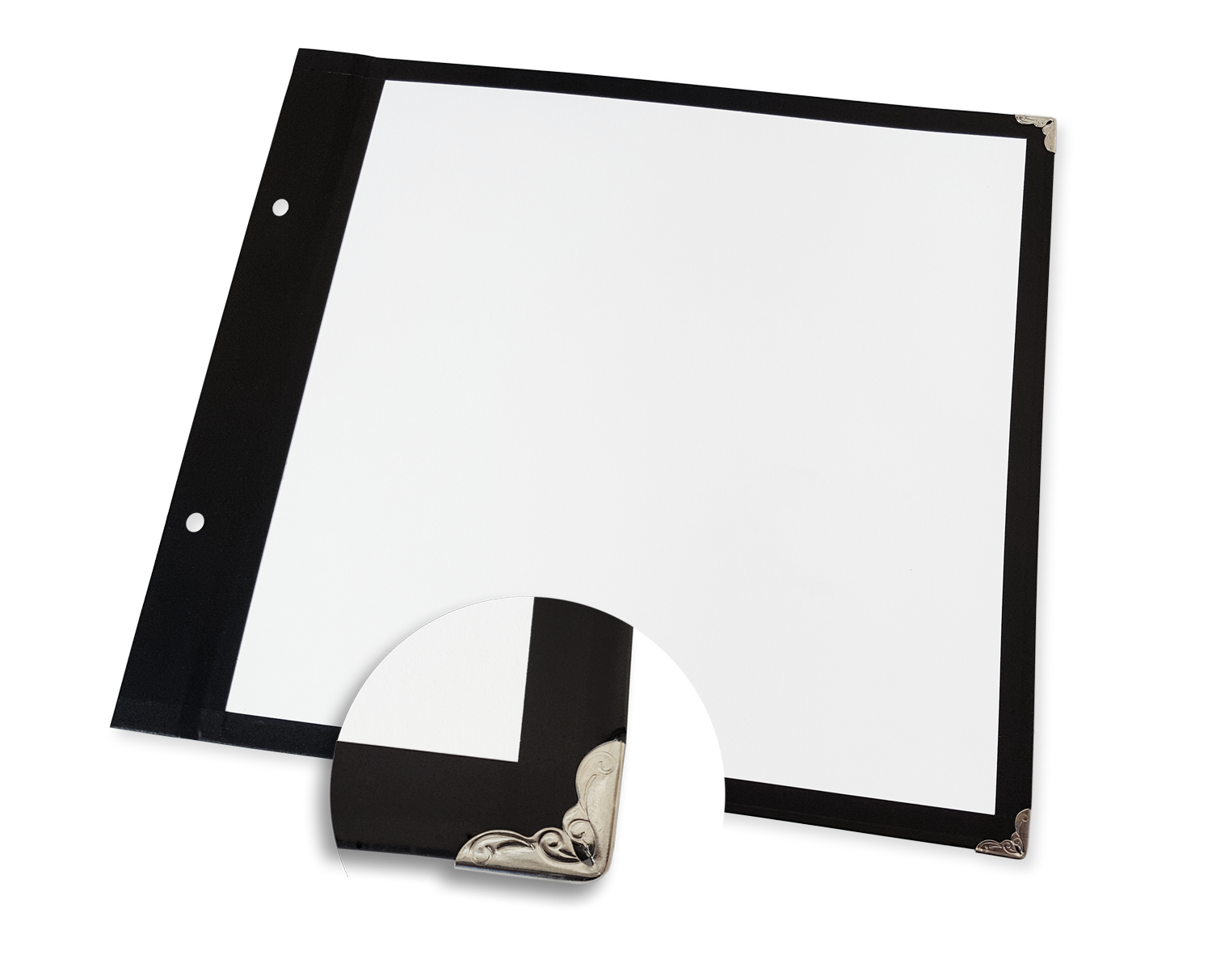 Schwarzschnitt mit Silberecken