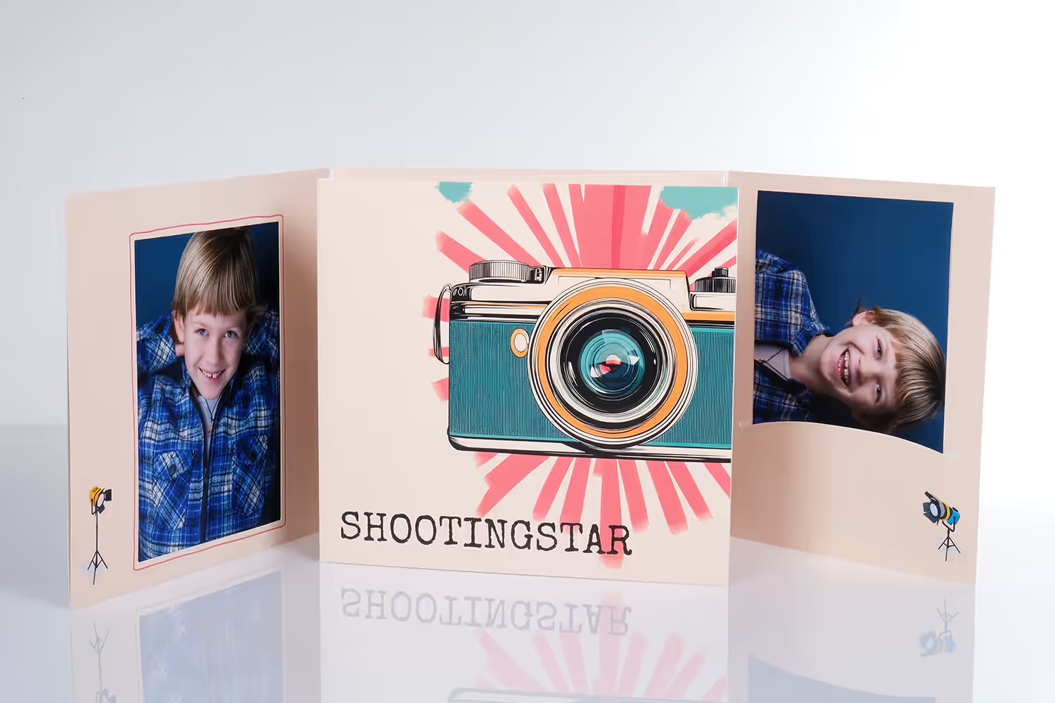 Mappe Shootingstar mit Kameramotiv und zwei Portraits